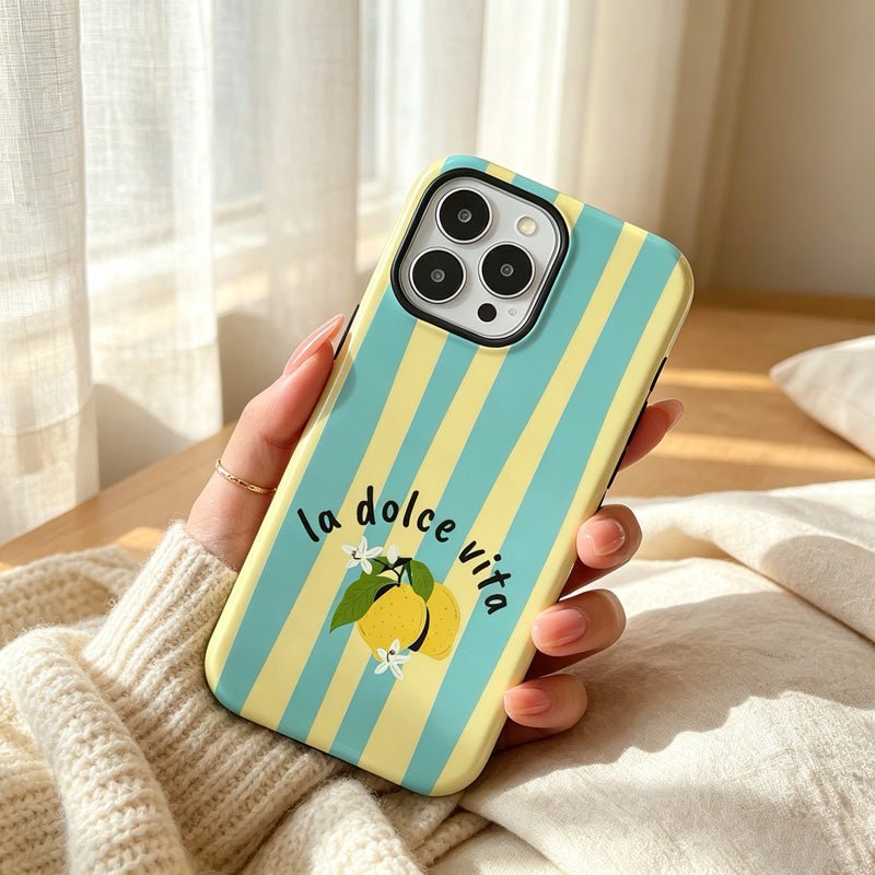 Teuke Home iPhone 17 Series 2-in-1 Lemon Stripe Phone Case - Sunny Graphic Cover