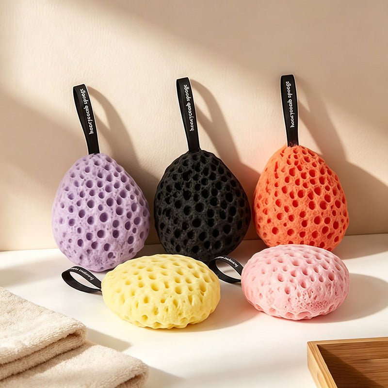Teuke Home Round Honeycomb Bath Sponge - Colorful Hanging Scrubber