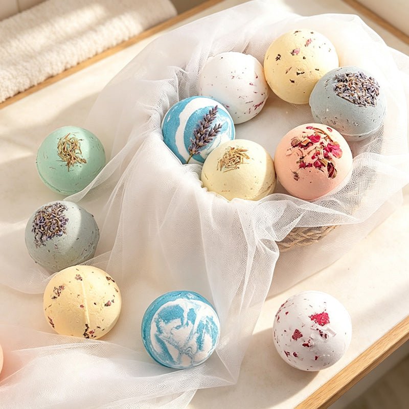 Teuke Home Floral Top Bath Bomb - Colorful Fizzing Sphere