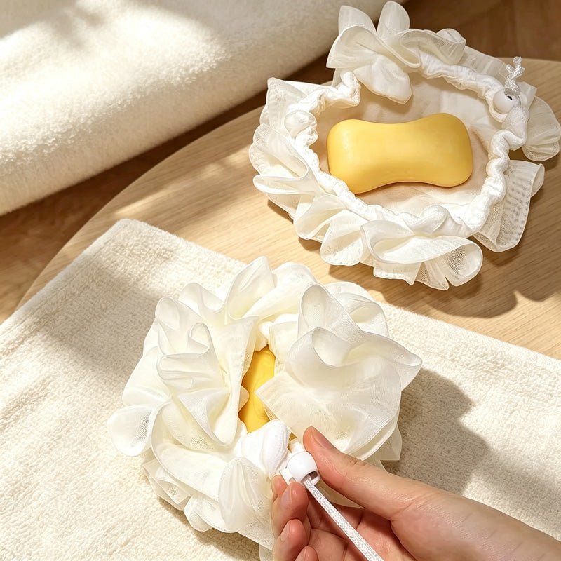 Teuke Home Flower Soap Bath Pouf - Layered Foaming Scrubber
