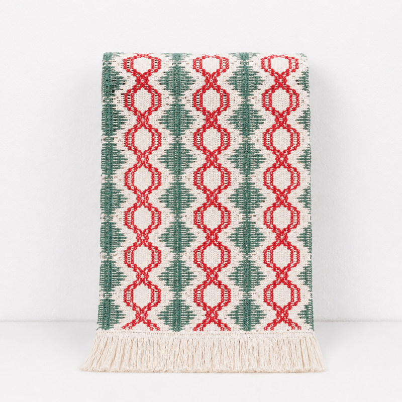 Teuke Home Tassel Linen Blend Table Runner - Boho Striped Tassel Decor