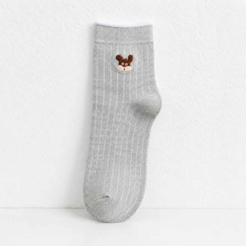 Teuke Home Puppy Motif Crew Socks - Everyday Shoe Accent