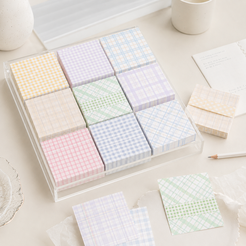 Teuke Home Plaid Memo Paper - Aesthetic Fresh Grid Stationery
