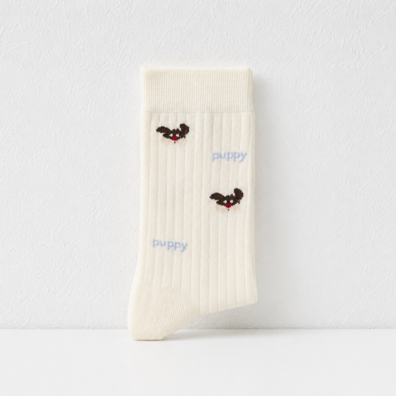 Teuke Home Puppy Motif Crew Socks - Everyday Shoe Accent