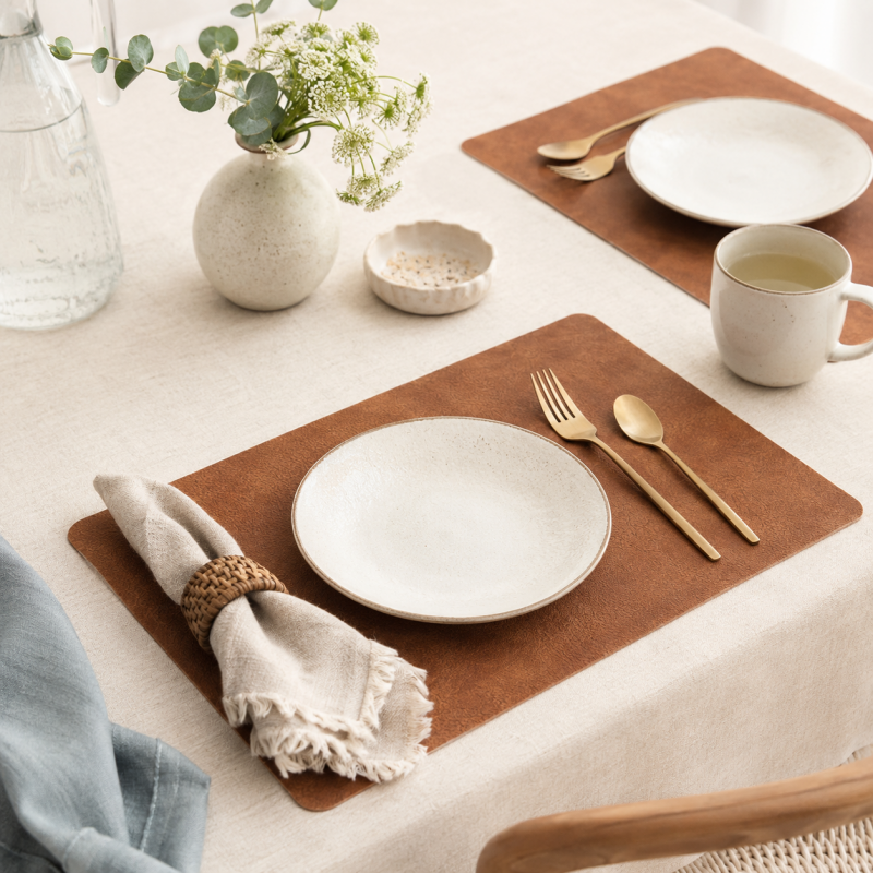 Teuke Home Nordic Style Faux Leather Placemat - Waterproof Table Mat
