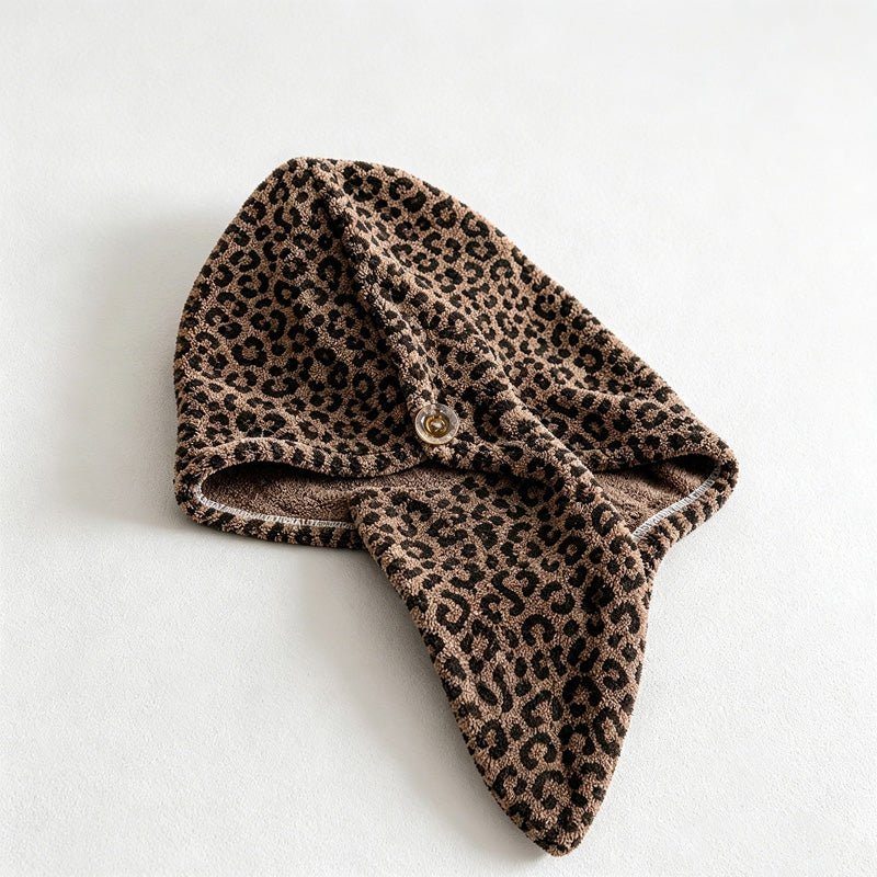 Teuke Home Leopard Hair Towel Wrap - Patterned Drying Turban