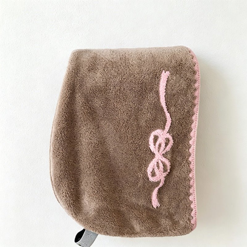 Teuke Home Bow Embroidered Hair Drying Cap - Soft Quick Dry Towel Wrap