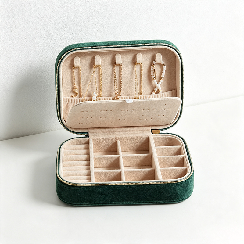 Teuke Home Square Divided Travel Jewelry Case - Warm Routine Accent