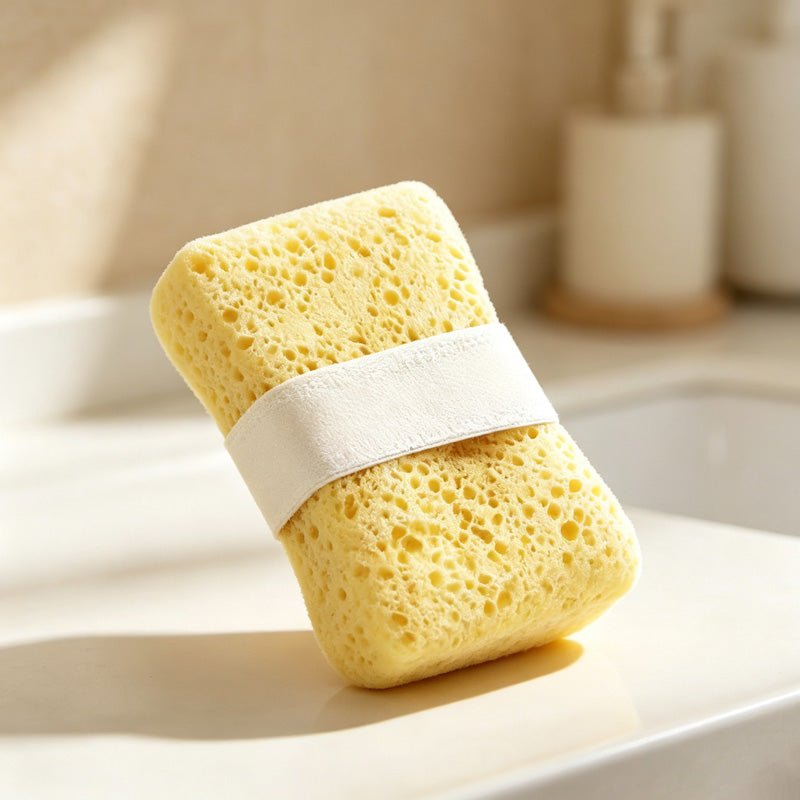 Teuke Home Honeycomb Bath Pouf - Soft Beige Hanging Scrubber