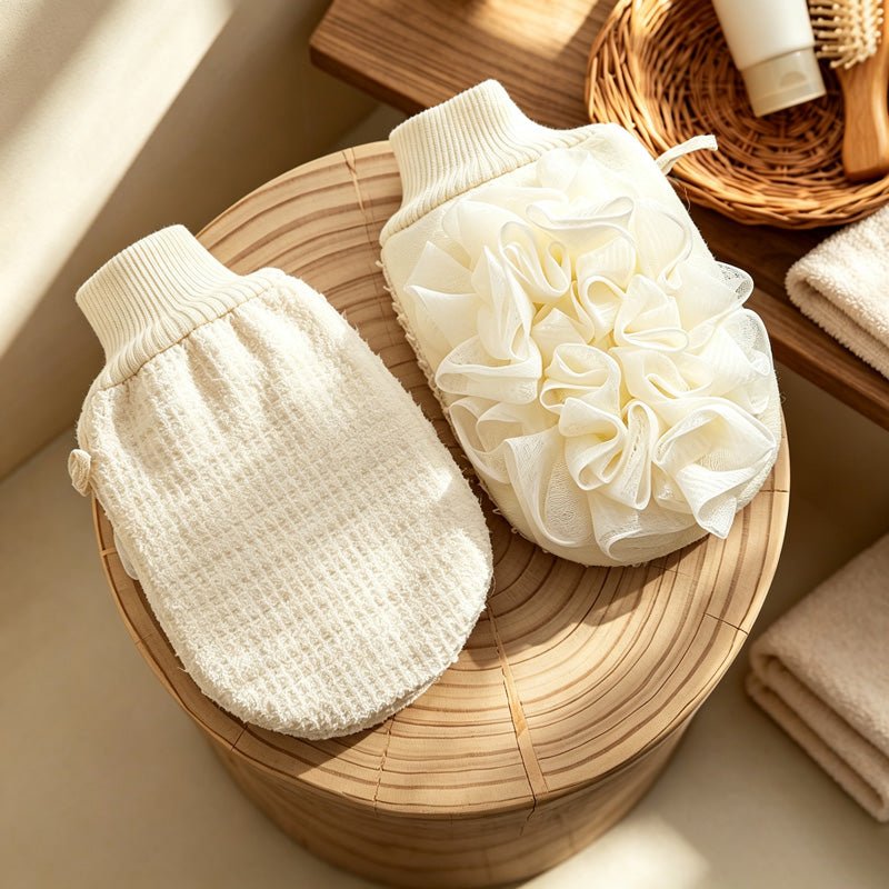 Teuke Home Double Sided Bath Scrubber - Textured Flower Pouf