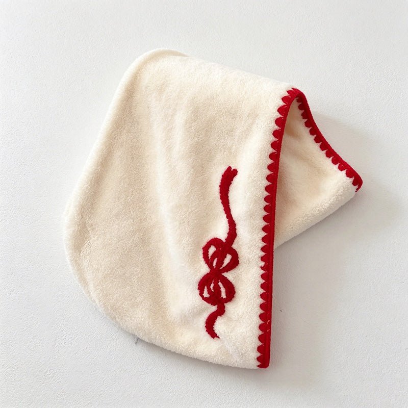 Teuke Home Bow Embroidered Hair Drying Cap - Soft Quick Dry Towel Wrap