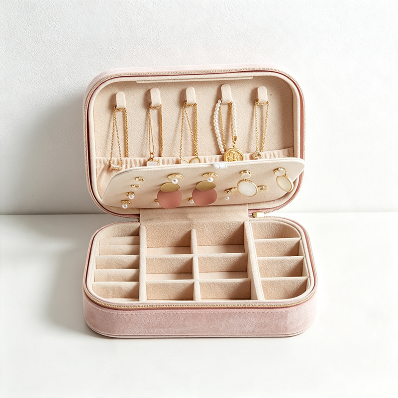 Teuke Home Square Divided Travel Jewelry Case - Warm Routine Accent