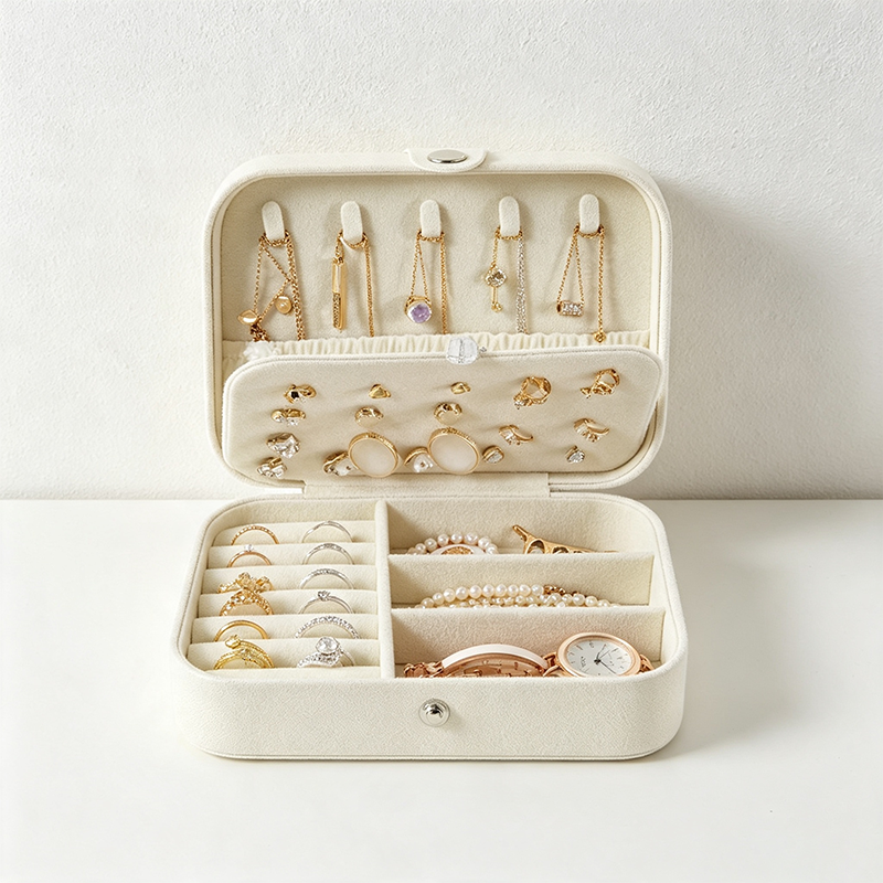 Teuke Home Double Layer Pastel Jewelry Case - Organized Living Detail