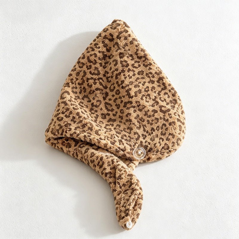 Teuke Home Leopard Hair Towel Wrap - Patterned Drying Turban