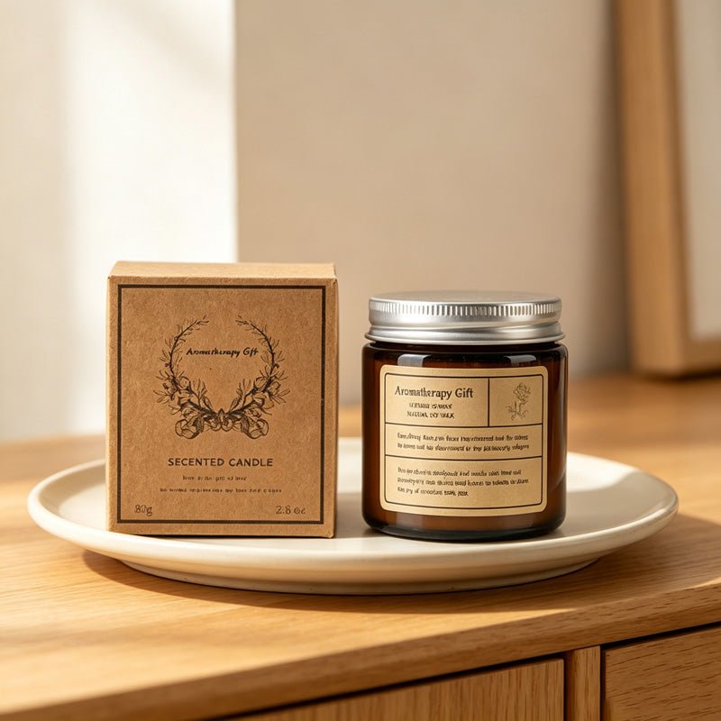 Teuke Home White Peach Oolong Scent Amber Glass Candle - Soft Home Detail