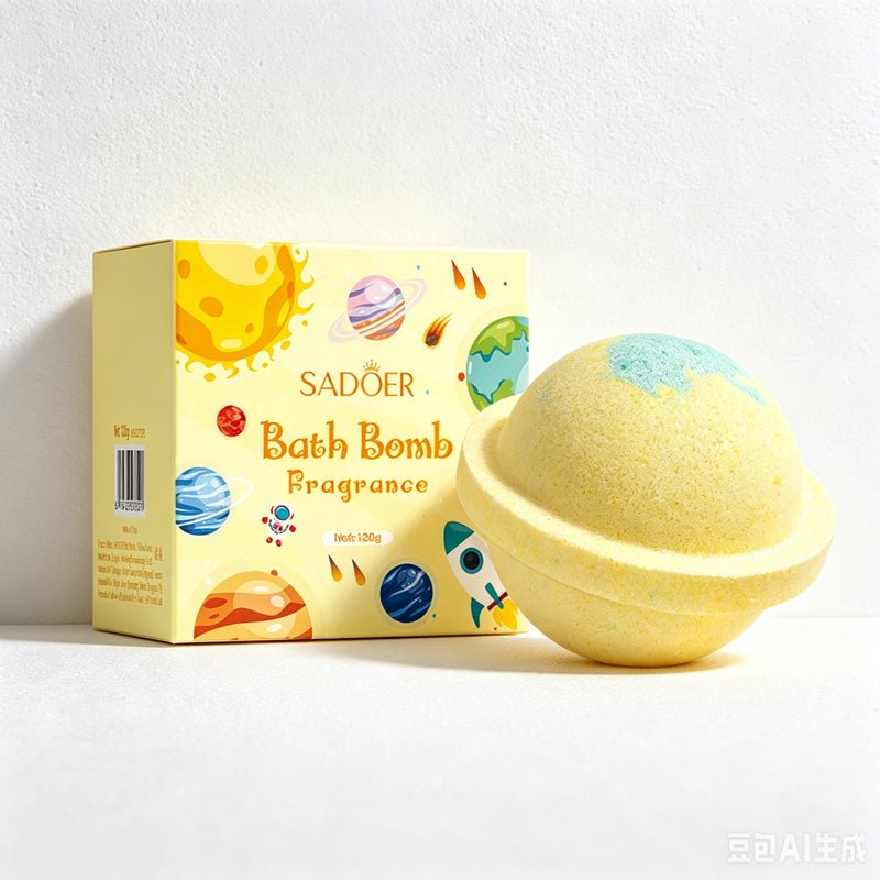 Teuke Home Planet Bath Salt Bath Bomb - Ringed Colorful Fizzing Sphere