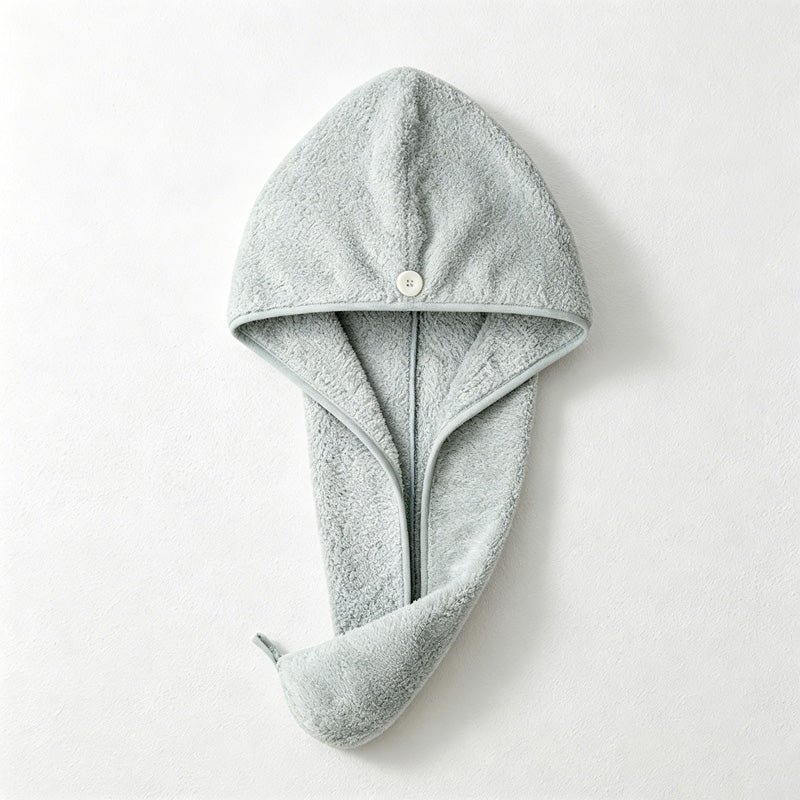 Teuke Home Solid Color Hair Towel Wrap - Hooded Drying Cap