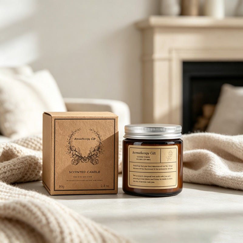 Teuke Home Lavender & Moonflower Scent Amber Glass Candle - Soft Home Detail