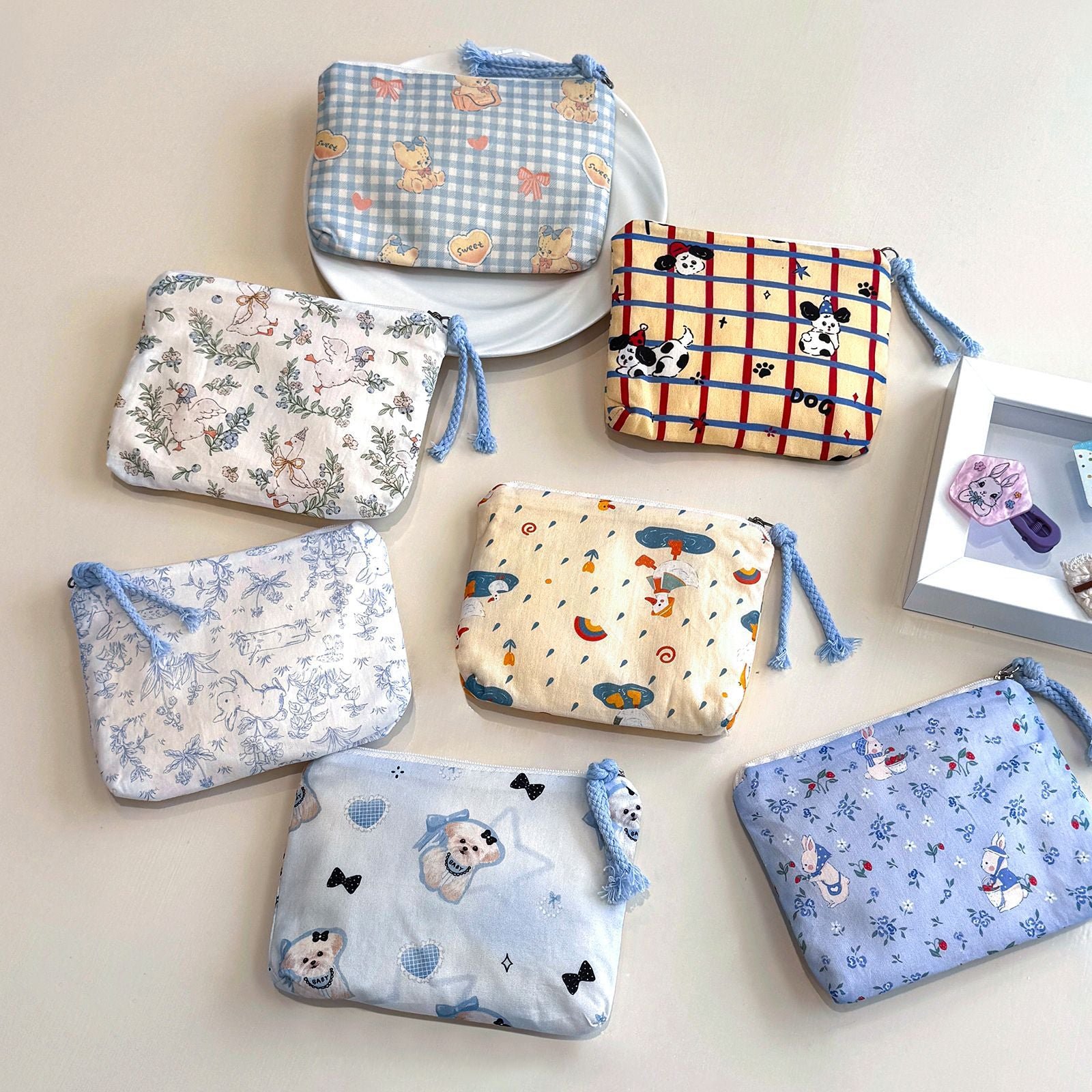 Teuke Home Quilted Print Coin Pouch - Small Storage Accent
